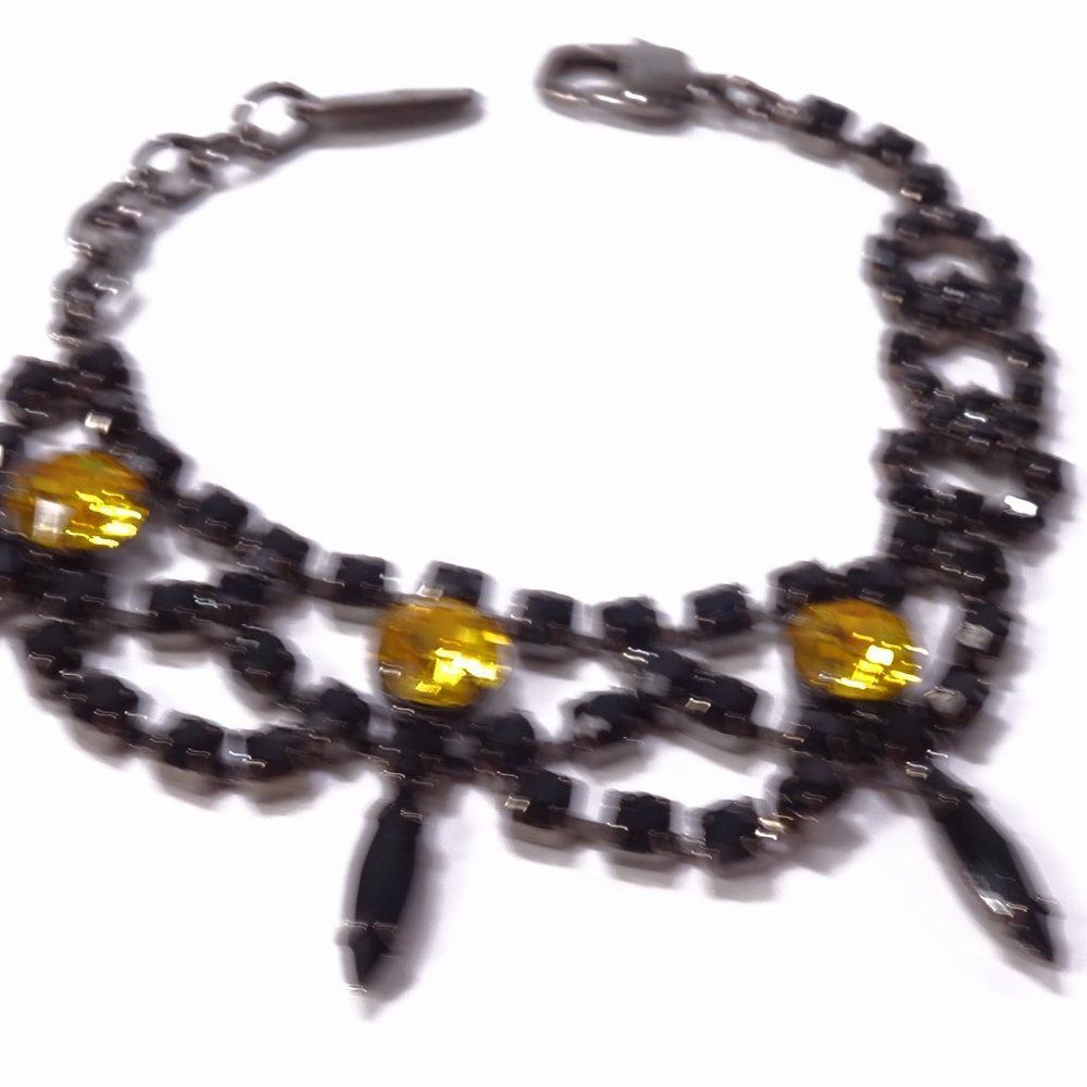 Joomi Lim Black Yellow Swarovski Crystal Split Personality Bracelet Nwot 150